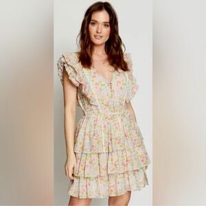 Love the Label Ines Floral Tiered Mini Dress Size XS